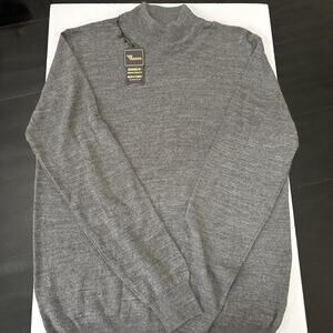 Tailored Recreation Premium Sweater Mens XL Grey Wool Blend Mock Neck Fitted NWT